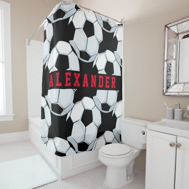 Classic black white red soccer football theme name (In Situ)