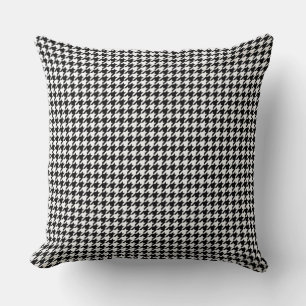 Classic Black White Small Houndstooth Throw Pillow