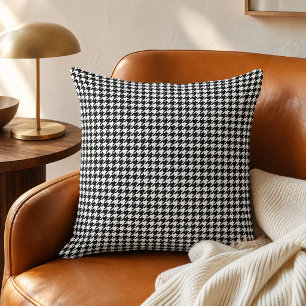 Classic Black White Small Houndstooth Throw Pillow