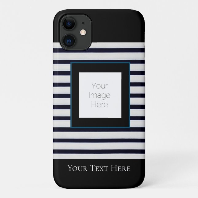 classic black white striped custom iPhone case  (Back)