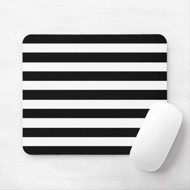 Classic Black White Striped Pattern Modern Style Mouse Pad (With Mouse)