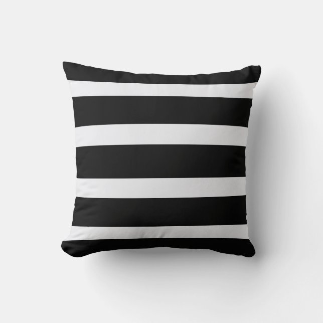 Classic Black & White Striped Throw Pillow – Mode  (Front)