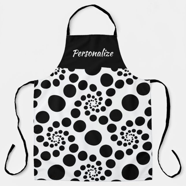 Classic Black White Swirl Pattern Stylish Modern Apron (Front)