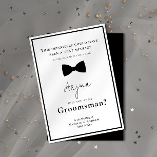 Classic Black & White Tuxedo Funny Groomsman Invitation