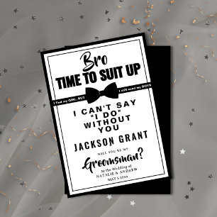 Classic Black & White Tuxedo Suit Up Groomsman Invitation