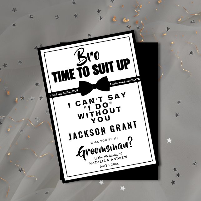 Classic Black & White Tuxedo Suit Up Groomsman Invitation (Classic Black & White Tuxedo Suit Up Groomsman Invitation )