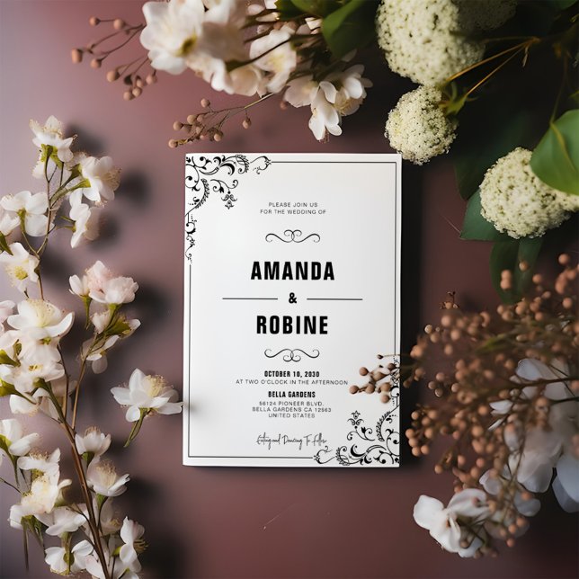 Classic Black & White Wedding Invitation (Creator Uploaded)