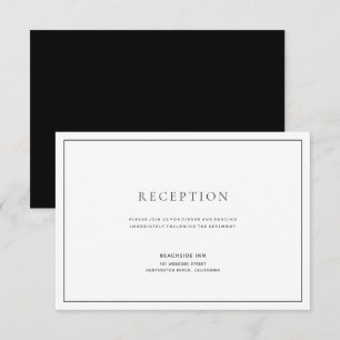 Classic Black & White Wedding Reception Card