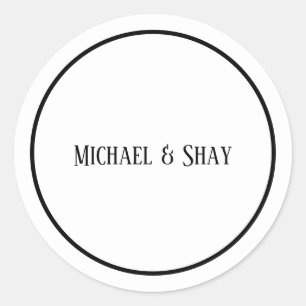 Classic Black & White Wedding Round Sticker