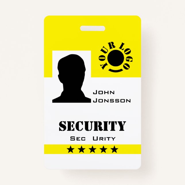 Classic Black Yellow Photo Logo Code Template Badge (Front)