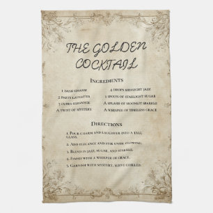 Classic Blank Recipe Template with Ornate Frame Kitchen Towel
