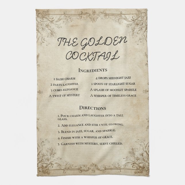 Classic Blank Recipe Template with Ornate Frame Kitchen Towel (Vertical)