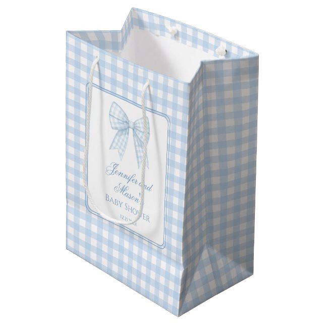 Classic bleu arc baby shower merci sacs cadeaux (Devant Angle)
