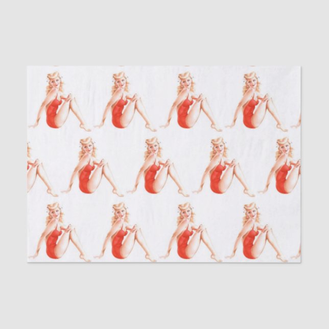 Classic Blonde Pin Up Girl Tissue Paper (Front)