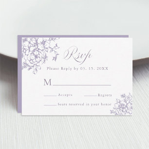 Classic Bloom Garden Lavender Wedding RSVP Card