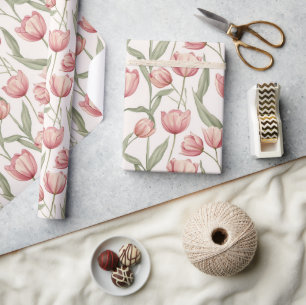 Classic Blooming Tulip Wrapping Paper