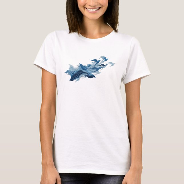 Classic Blue Abstract Birds Custom Creation T-Shirt (Front)