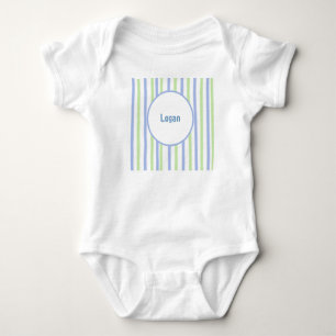 Classic Blue and Lime Personalize Encircled Name Baby Bodysuit