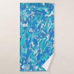 Classic Blue and Turquoise Paint Bath Towel