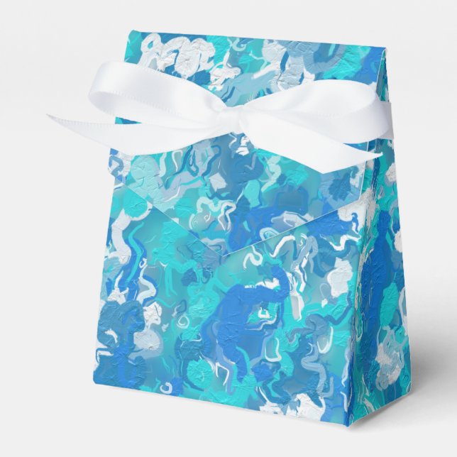 Classic Blue and Turquoise Paint Favor Box (Front Side)