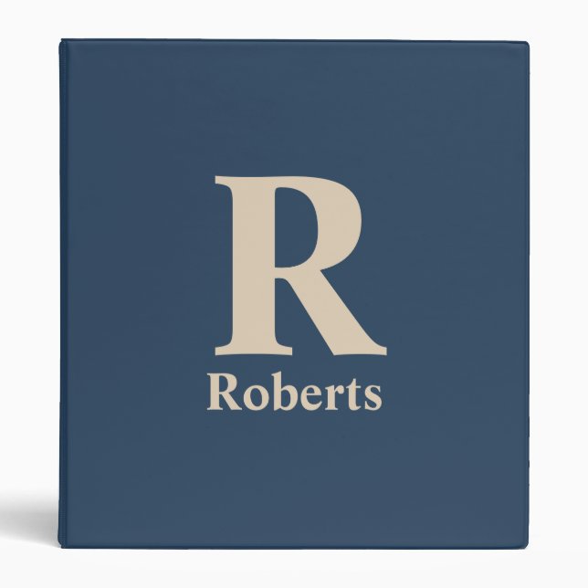 Classic Blue And Vanilla Initial/First/Family Name Binder (Front)
