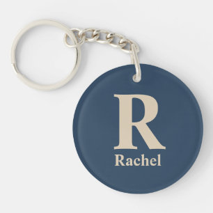 Classic Blue And Vanilla Initial/First/Family Name Keychain