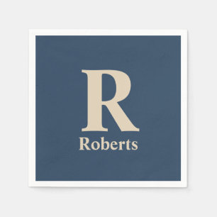 Classic Blue And Vanilla Initial/First/Family Name Napkin
