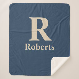 Classic Blue And Vanilla Initial/First/Family Name Sherpa Blanket