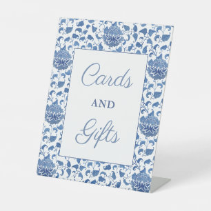 Classic Blue And White Cards And Gifts Baby Shower Pedestal Sign