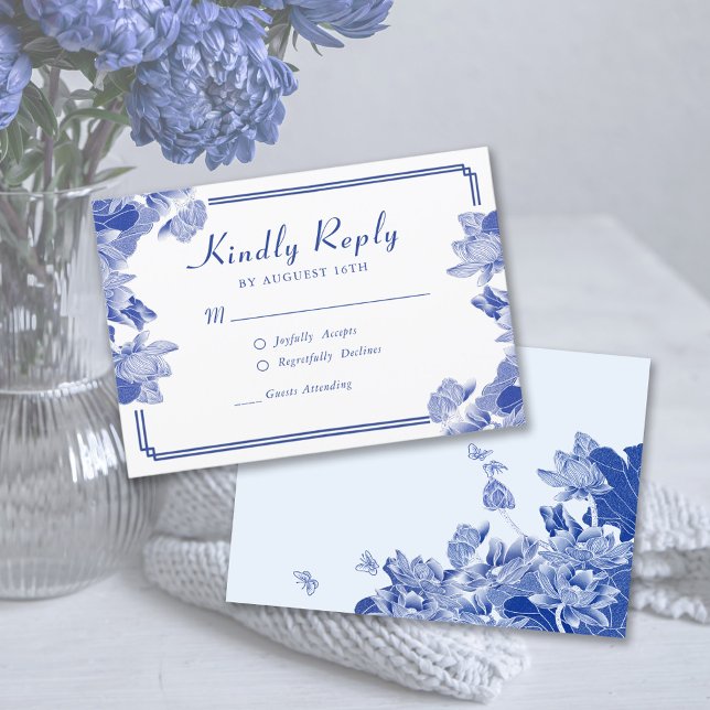 Classic Blue and White Chinoiserie Chic RSVP (Creator Uploaded)