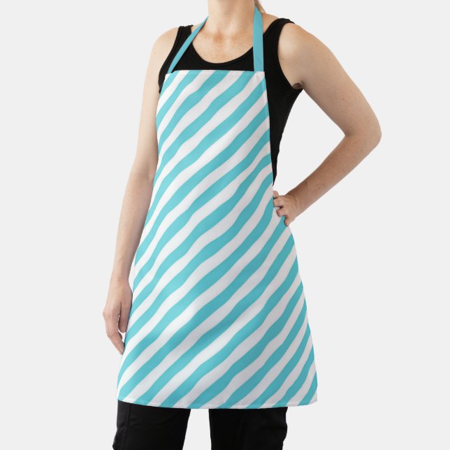 Classic blue and white diagonal stripes apron (Insitu)