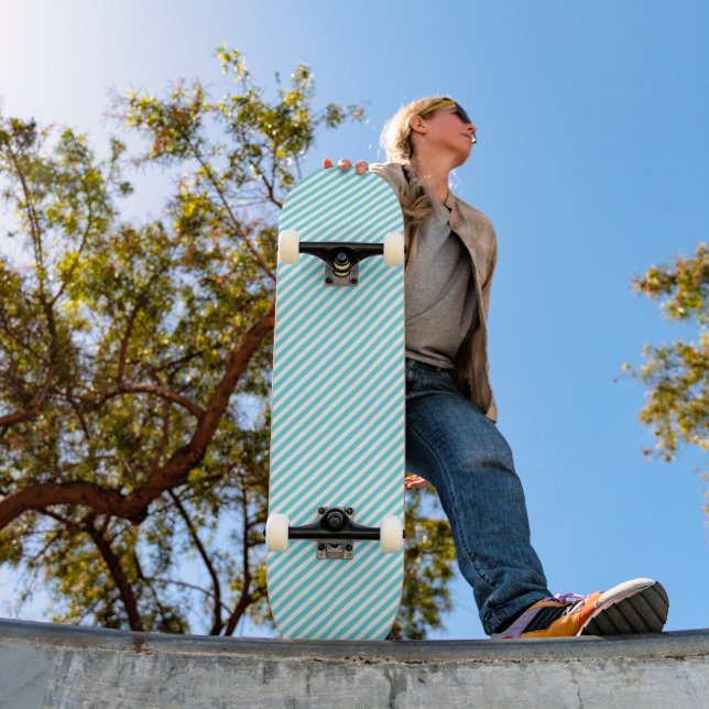 Classic blue and white diagonal stripes skateboard (Outdoor 1)