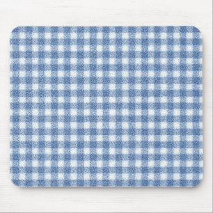Classic Blue and White Gingham Check  Mouse Pad