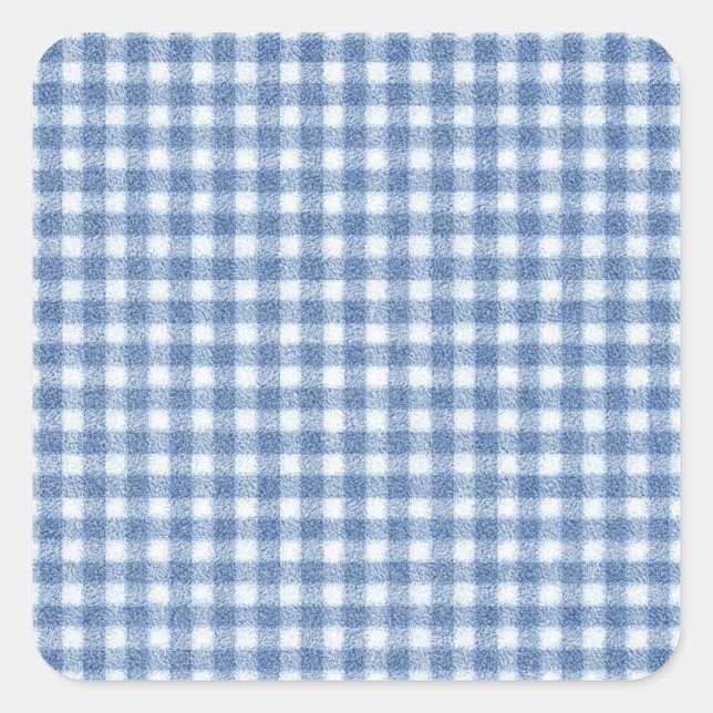 Classic Blue and White Gingham Check  Square Sticker (Front)