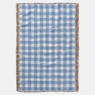 Classic Blue and White Gingham Check Throw Blanket