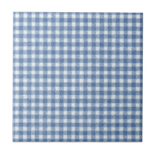 Classic Blue and White Gingham Check  Tile