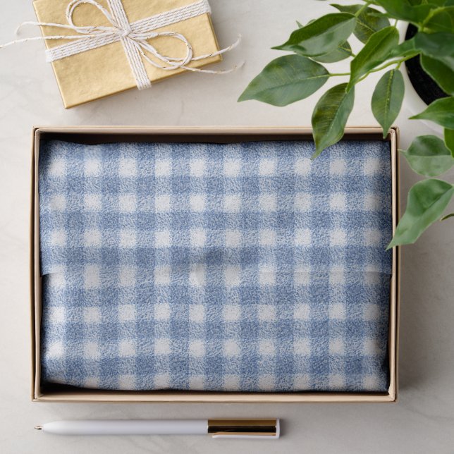 Classic Blue and White Gingham Check  Tissue Paper (Gift)