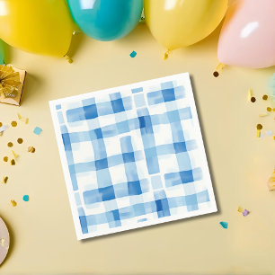 Classic Blue and White Gingham Chequered Pattern Napkin