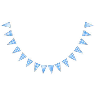 Classic Blue And White Gingham Party Bunting Flags