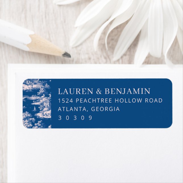 Classic Blue and White Invitation Card (En situation)