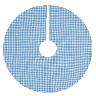 Classic Blue and White Plaid Chequered Pattern Brushed Polyester Tree Skirt