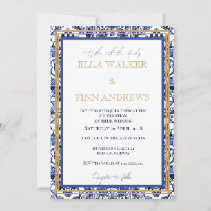 Classic Blue And White Spanish Tile Invitation