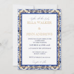 Classic Blue And White Spanish Tile Invitation<br><div class="desc">Evoke the romance summer of Spanish tiles with our classic wedding invitation. Personalize this timeless design for an elegant and unforgettable celebration of your love.</div>