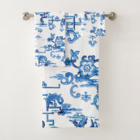 Classic Blue and White Vintage Pagoda Chinoiserie 