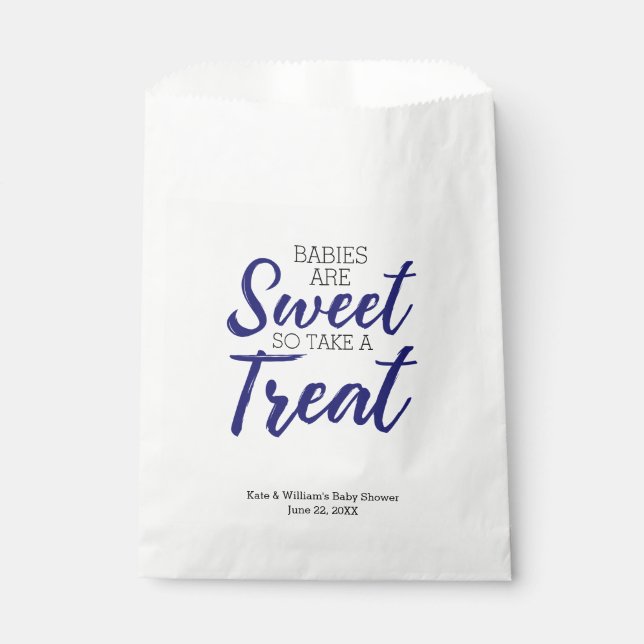 Classic Blue Babies Sweet Boy Baby Shower Party Favour Bag (Front)