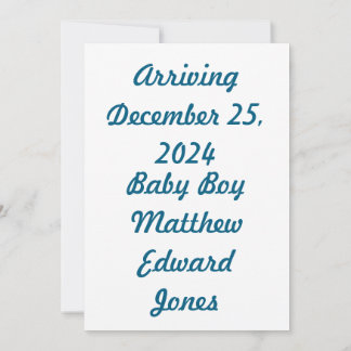 Classic Blue Baby Boy Stork Announcement Card