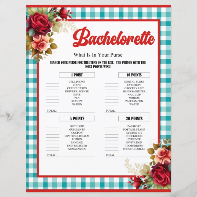 Classic Blue Bachelorette Party In Your Purse Game (Front)