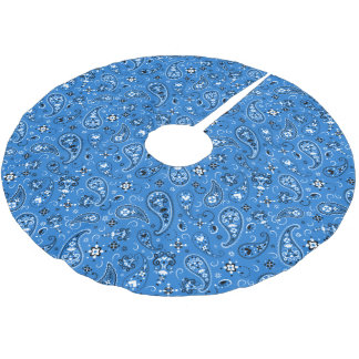 Classic Blue Bandana Paisley Brushed Polyester Tree Skirt