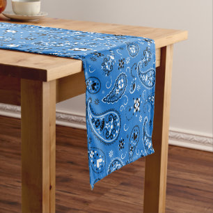 Classic Blue Bandana Paisley Short Table Runner