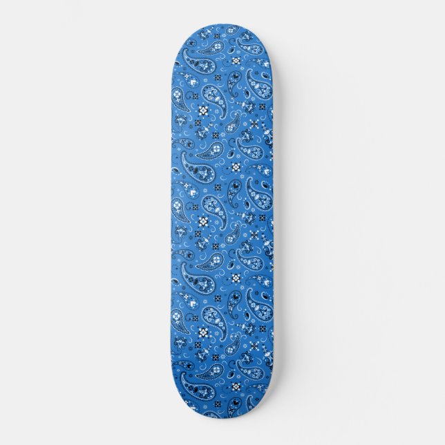 Classic Blue Bandana Paisley Skateboard (Front)